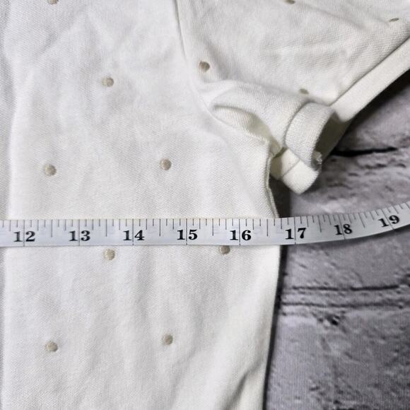Croft And Barrow Cotton White Cream Gold Polka Dot Short Sleeve Collared Blouse - Picture 8 of 10